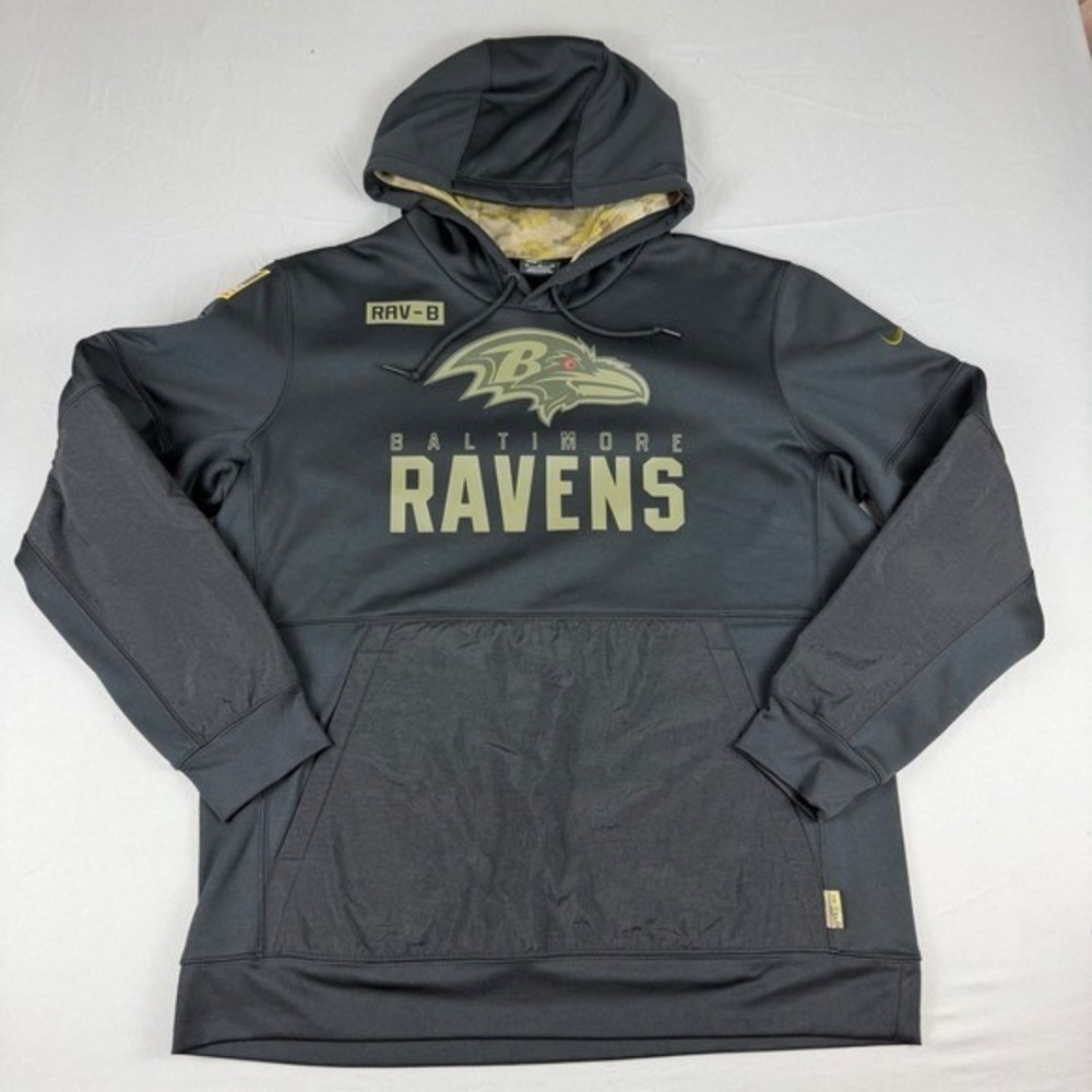 Nike Baltimore‎ Ravens NFL Dri Fit Hoodie Mens XL Salute To Service Camo 2020